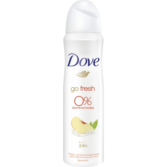 DOVE Deo-Spray Go Fresh Pfirsich & Zitrone 0% Aluminiumsalze 150 Ml 3 DOVE Deo-Spray Go Fresh Pfirsich & Zitrone 0% Aluminiumsalze 150 Ml