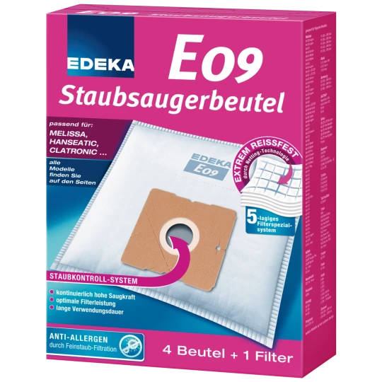 EDEKA Staubsaugerbeutel E09 4ST 3 EDEKA Staubsaugerbeutel E09 4ST