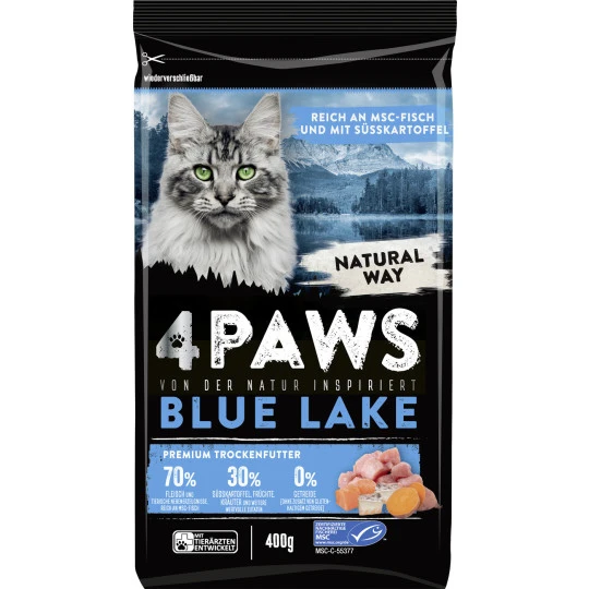 Paws Blue Lake Premium Trockenfutter Reich An MSC Fisch Mit Süsskartoffel 400G