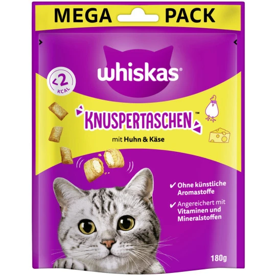 Whiskas Knuspertaschen Mit Huhn Und Käse 180G 3 Whiskas Knuspertaschen Mit Huhn Und Käse 180G
